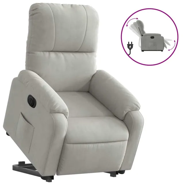 Fauteuil inclinable électrique gris clair tissu microfibre