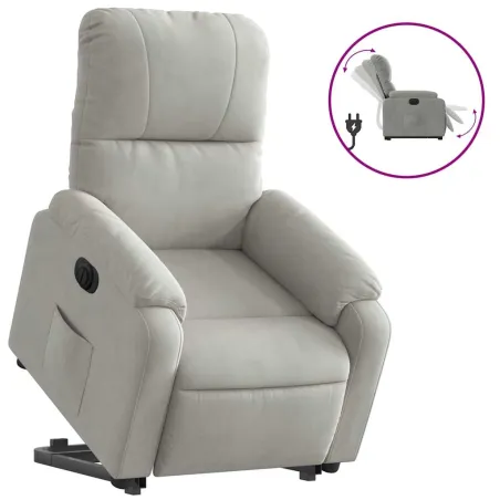 Fauteuil inclinable électrique gris clair tissu microfibre