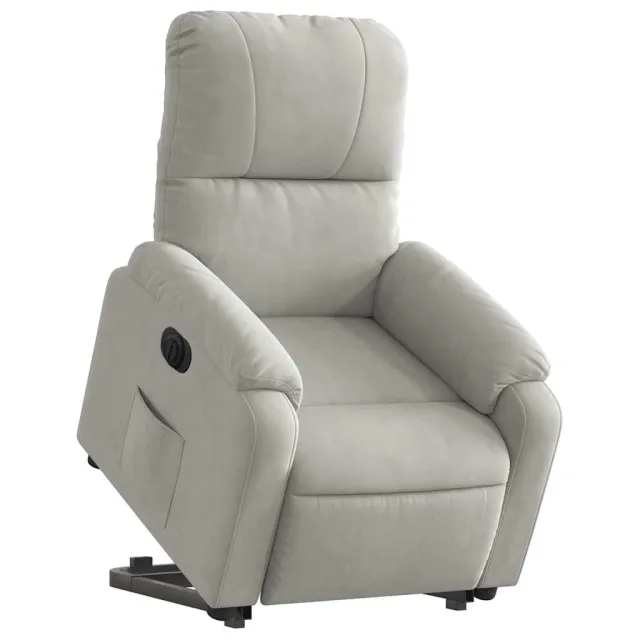 Fauteuil inclinable électrique gris clair tissu microfibre
