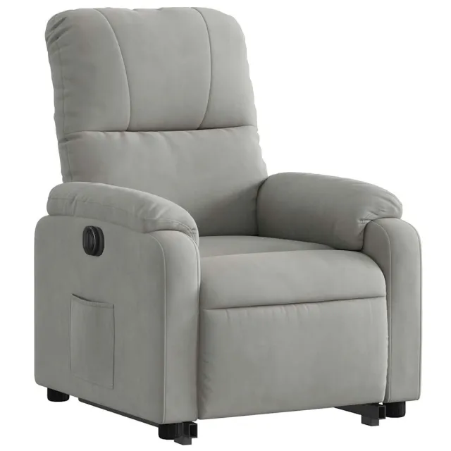 Fauteuil inclinable électrique gris clair tissu microfibre