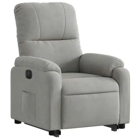 Fauteuil inclinable électrique gris clair tissu microfibre