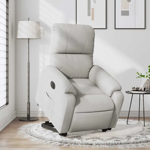 Fauteuil inclinable électrique gris clair tissu microfibre
