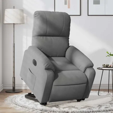Fauteuil inclinable électrique gris foncé tissu microfibre
