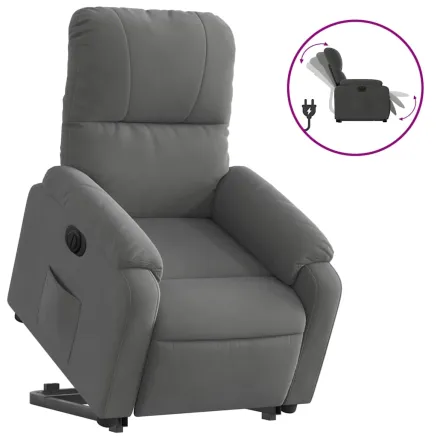 Fauteuil inclinable électrique gris foncé tissu microfibre 2