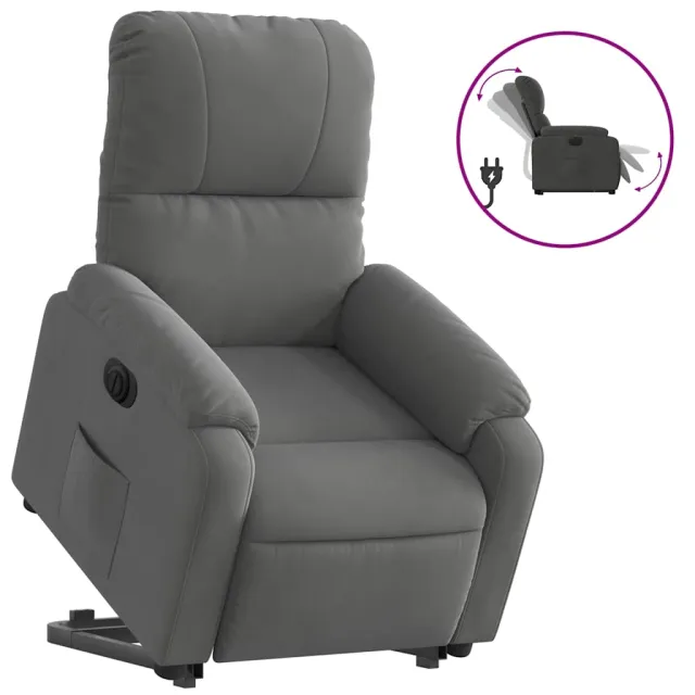 Fauteuil inclinable électrique gris foncé tissu microfibre