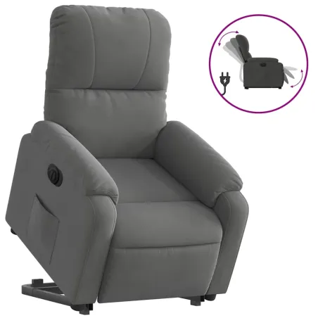 Fauteuil inclinable électrique gris foncé tissu microfibre