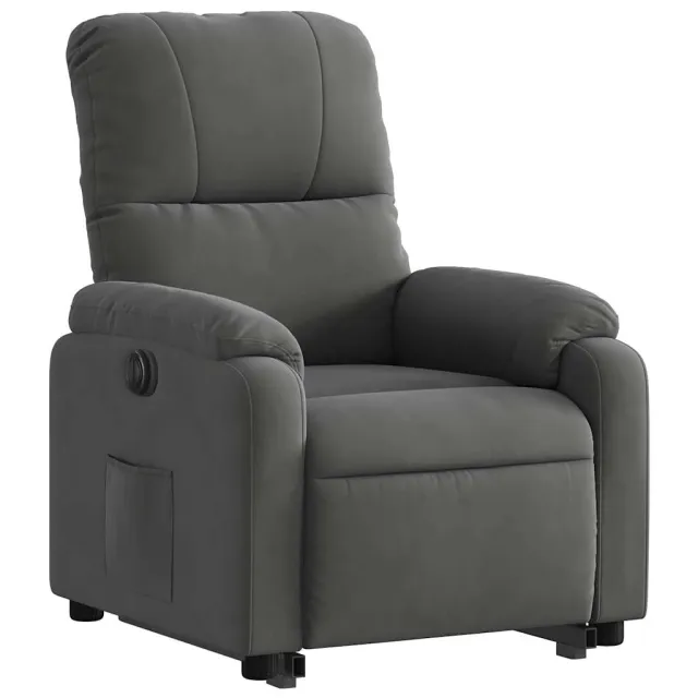 Fauteuil inclinable électrique gris foncé tissu microfibre