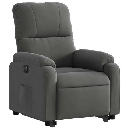 Fauteuil inclinable électrique gris foncé tissu microfibre