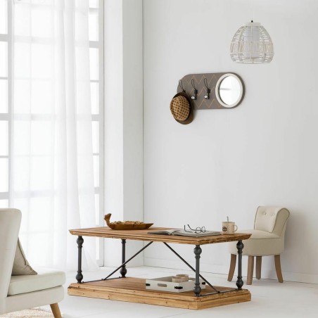 Perchero con espejo Alexandra House Living Gris Madera de abeto Madera
