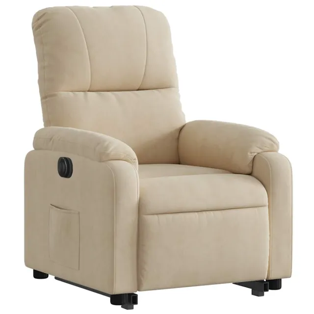 Fauteuil inclinable électrique crème tissu microfibre