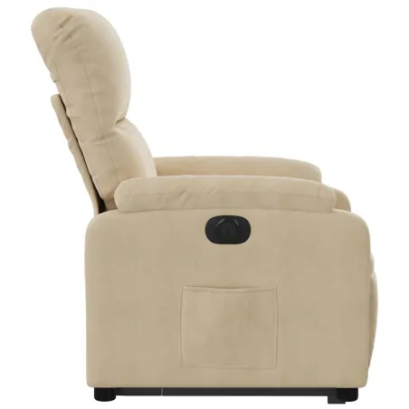 Fauteuil inclinable électrique crème tissu microfibre