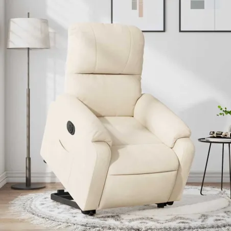 Fauteuil inclinable électrique beige tissu microfibre
