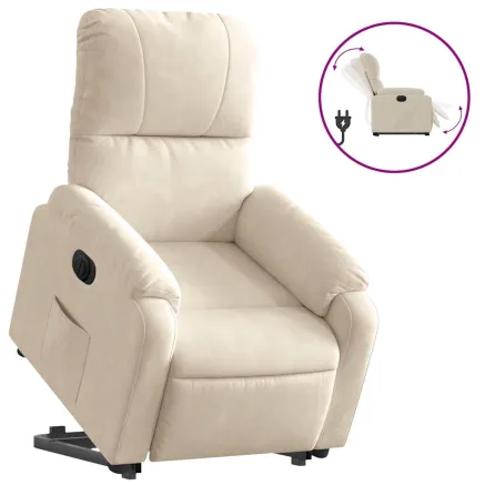 Fauteuil inclinable électrique beige tissu microfibre 2