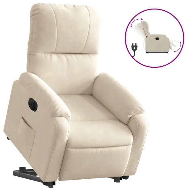 Fauteuil inclinable électrique beige tissu microfibre