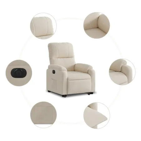 Fauteuil inclinable électrique beige tissu microfibre