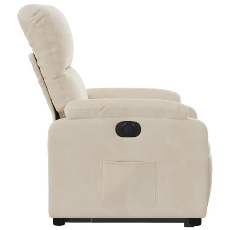Fauteuil inclinable électrique beige tissu microfibre