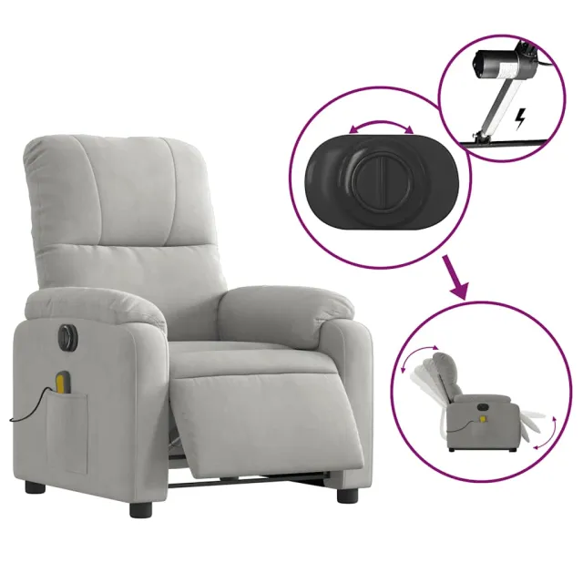 Fauteuil inclinable de massage électrique gris clair
