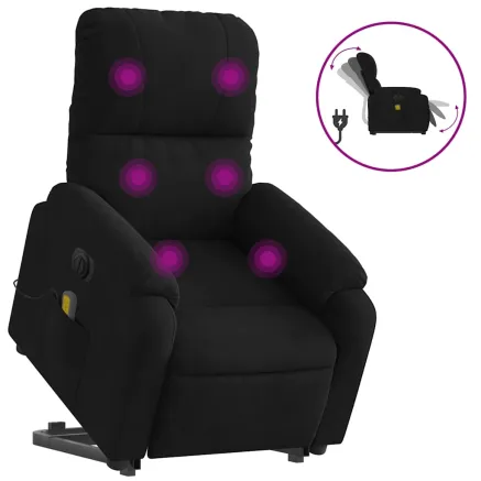 Fauteuil inclinable de massage électrique noir tissu microfibre 2