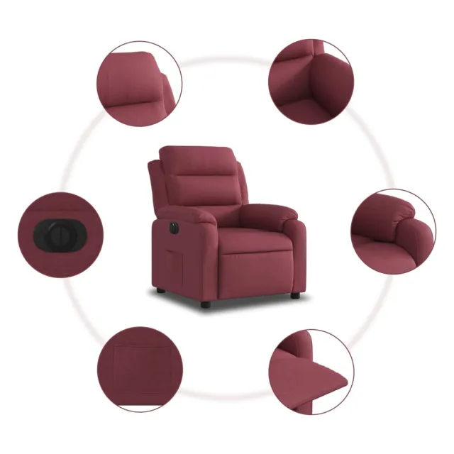 Fauteuil inclinable électrique Rouge bordeaux Tissu