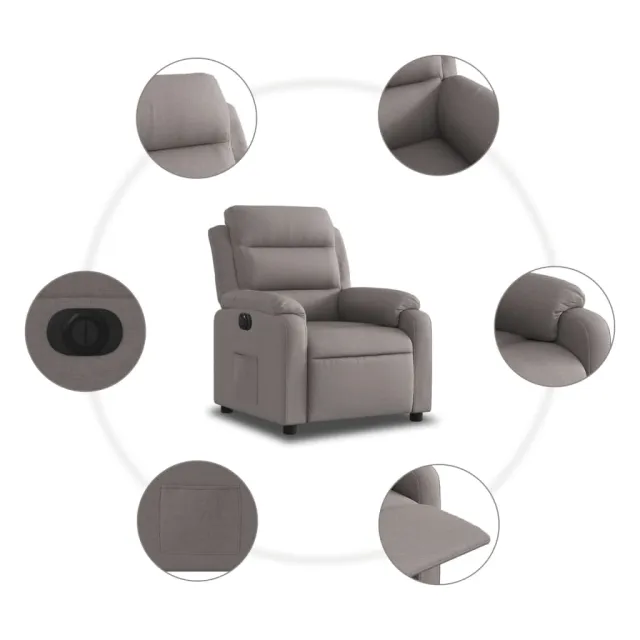 Fauteuil inclinable électrique Taupe Tissu