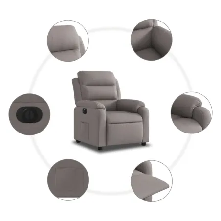 Fauteuil inclinable électrique Taupe Tissu