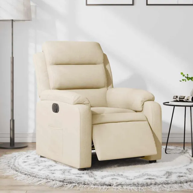 Fauteuil inclinable électrique Crème Tissu