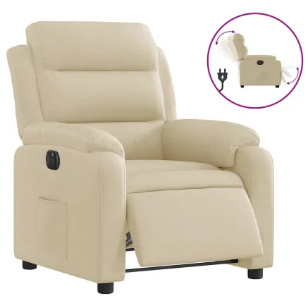 Fauteuil inclinable électrique Crème Tissu 2