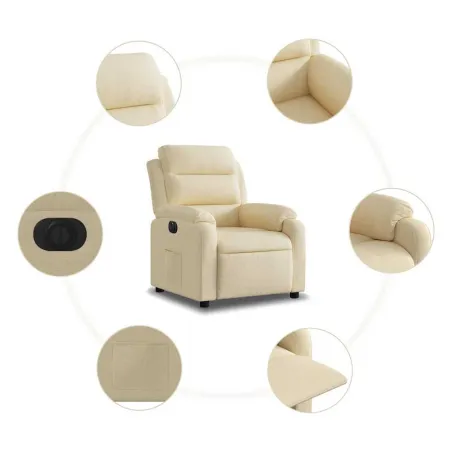 Fauteuil inclinable électrique Crème Tissu
