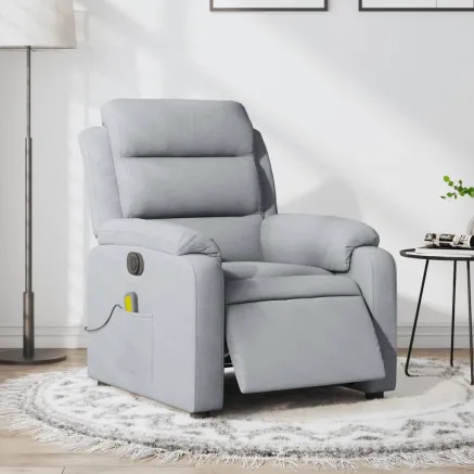 Fauteuil de massage inclinable électrique gris clair tissu