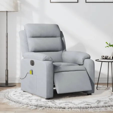 Fauteuil de massage inclinable électrique gris clair tissu