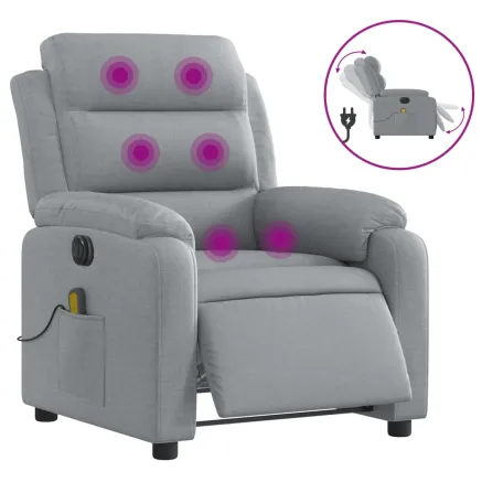Fauteuil de massage inclinable électrique gris clair tissu 2