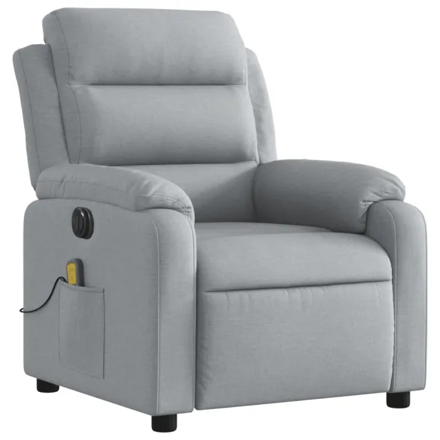 Fauteuil de massage inclinable électrique gris clair tissu