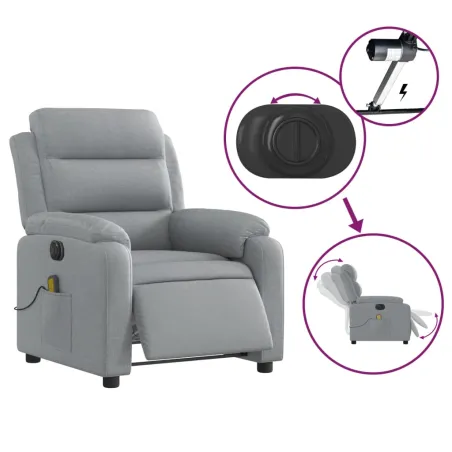 Fauteuil de massage inclinable électrique gris clair tissu