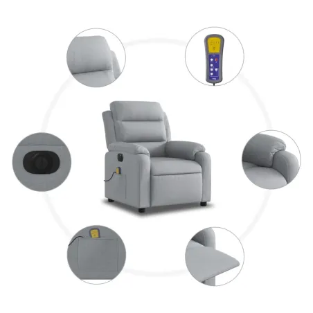 Fauteuil de massage inclinable électrique gris clair tissu