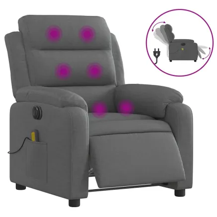 Fauteuil inclinable de massage électrique gris foncé tissu 2