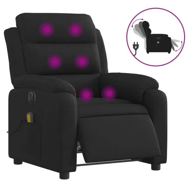 Fauteuil de massage inclinable électrique Noir Tissu