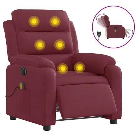 Fauteuil de massage inclinable électrique Rouge bordeaux Tissu 2