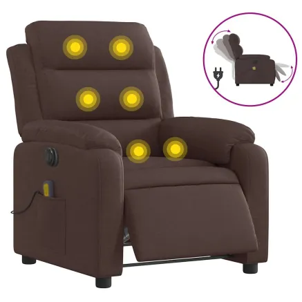 Fauteuil de massage inclinable électrique Marron foncé Tissu 2