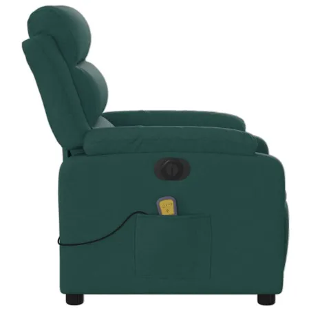 Fauteuil de massage inclinable électrique Vert foncé Tissu