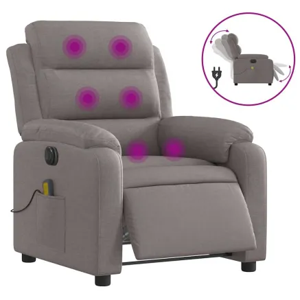 Fauteuil de massage inclinable électrique Taupe Tissu 2