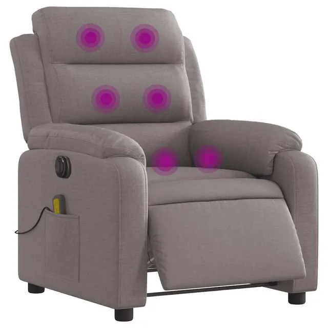 Fauteuil de massage inclinable électrique Taupe Tissu