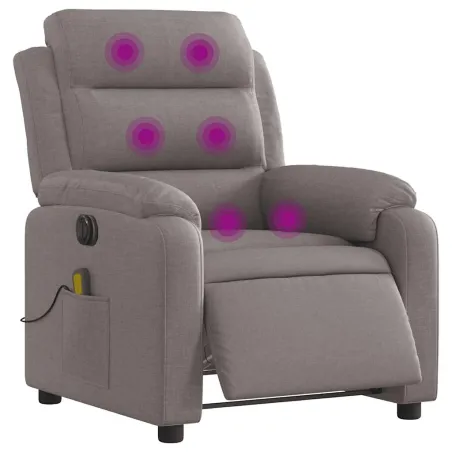Fauteuil de massage inclinable électrique Taupe Tissu