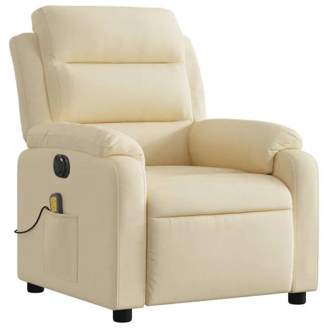 Fauteuil inclinable de massage électrique crème tissu