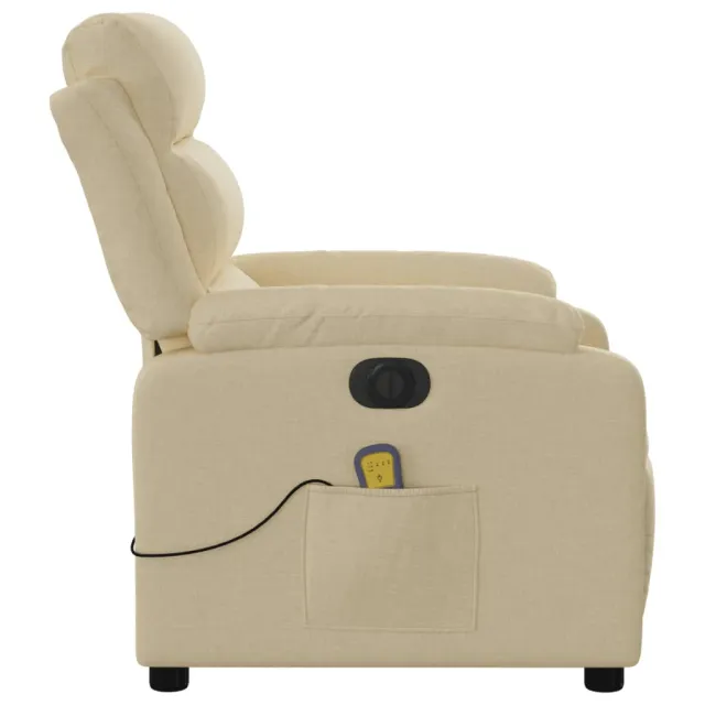 Fauteuil inclinable de massage électrique crème tissu