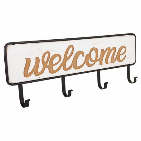 Perchero de Pared Alexandra House Living Welcome Blanco Madera MDF 5 x