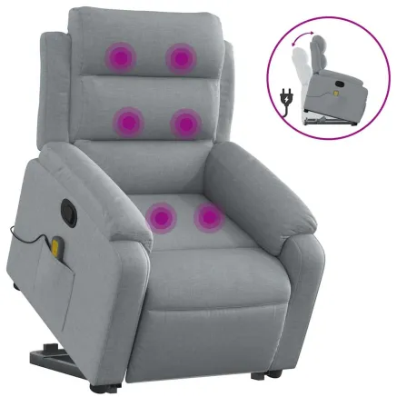 Fauteuil de massage inclinable Gris clair Tissu 2