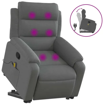 Fauteuil de massage inclinable Gris foncé Tissu 2