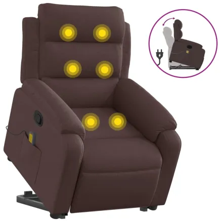 Fauteuil inclinable de massage Marron foncé Tissu 2