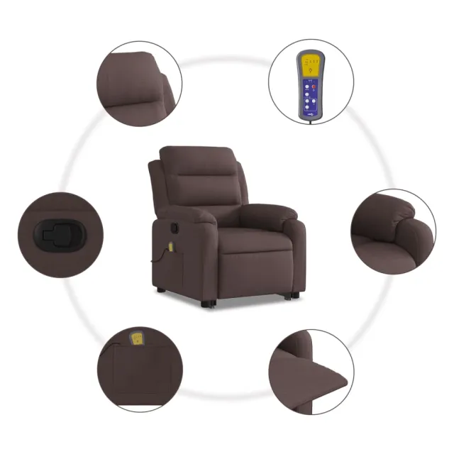 Fauteuil inclinable de massage Marron foncé Tissu