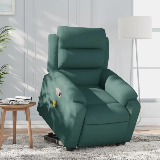 Fauteuil inclinable de massage Vert foncé Tissu